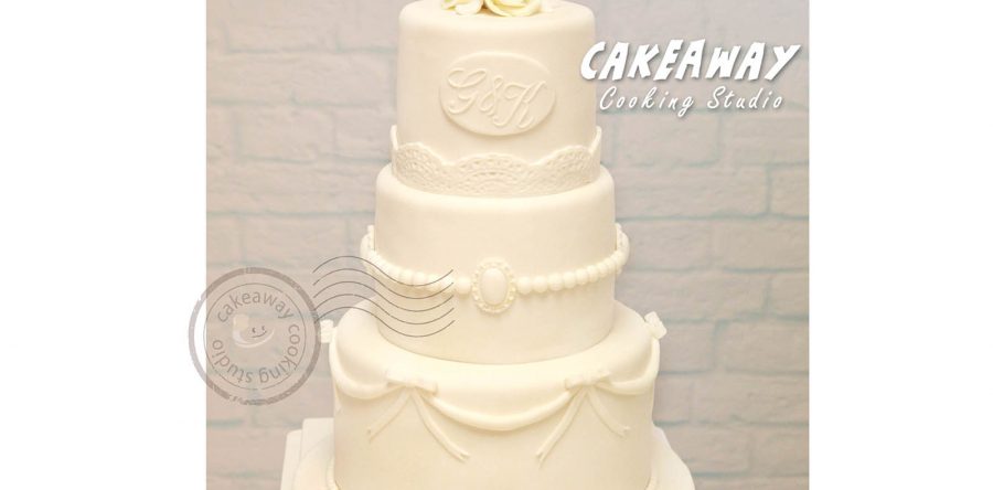 三層結婚蛋糕 (附人名牌)