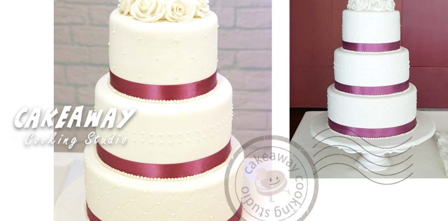 三層結婚蛋糕 （花球形）