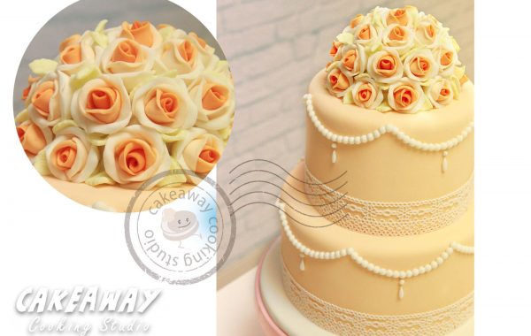 兩層結婚蛋糕 (花球形)