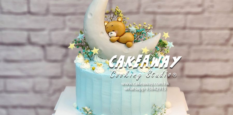 小寶寶睡好覺百日宴蛋糕 – 藍色版